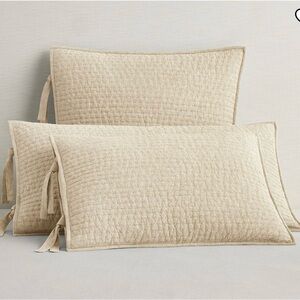 Pottery Barn handcrafter pick stick cotton linen shams -Euro Flax